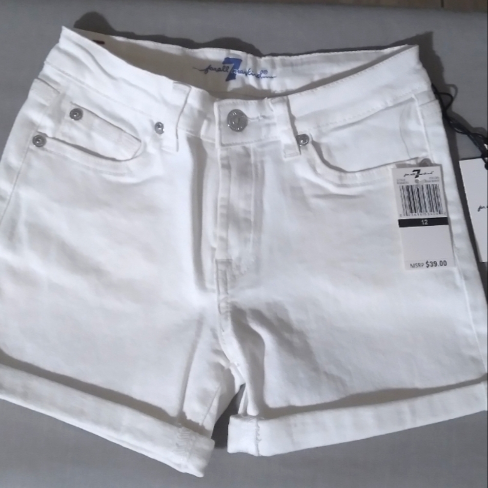 💙 7 FAM White Stretchy Shorts Size 12 girls